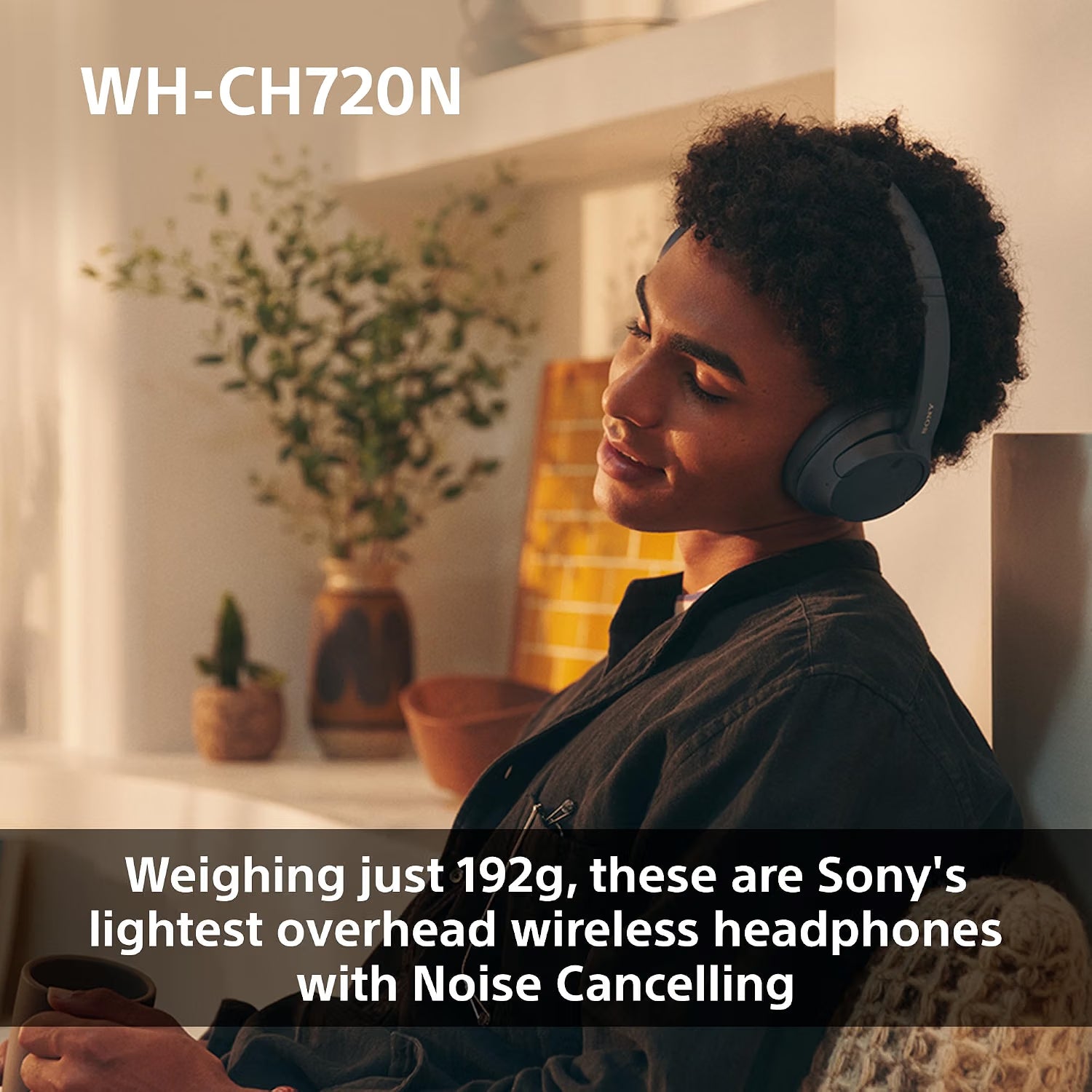 Sony WH-CH720N Wireless Bluetooth Noise Cancelling Over-Ear Headphones, Ambient Sound Mode, Lightweight Design, up to 50 hr battery life, iOS & Android - Blue